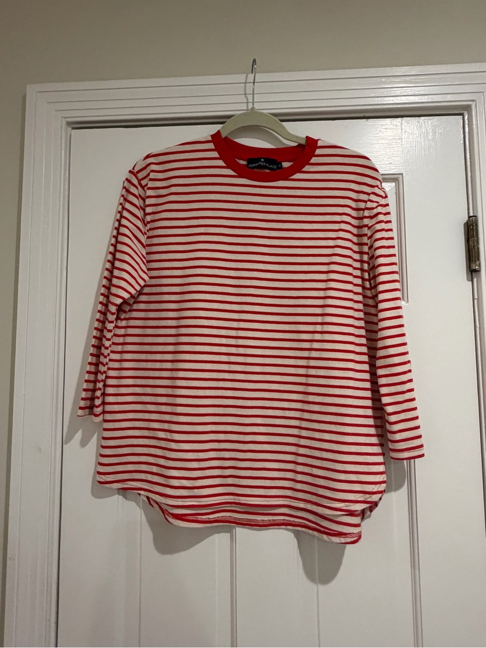 Pomander Place Red and White Striped Long Sleeve Top